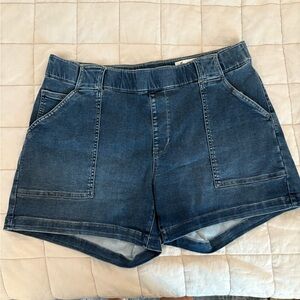 Cosmic Blue Love Pull On Jean Shorts